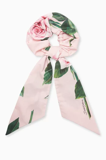 Rose-print Hair Tie in Cotton