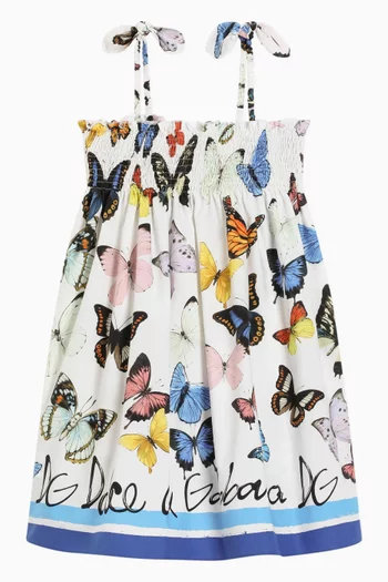 Butterfly Logo-print Dress in Cotton-poplin