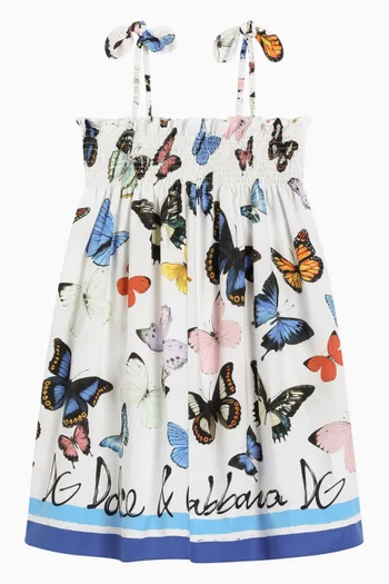 Butterfly Logo-print Dress in Cotton-poplin