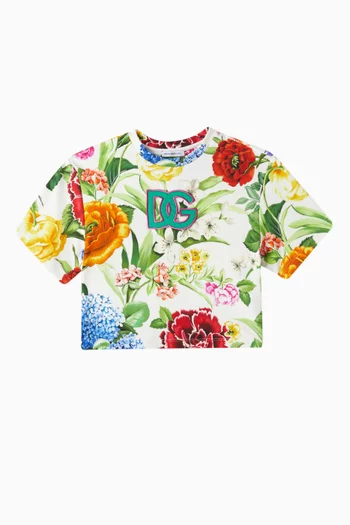 Floral Logo T-shirt in Cotton