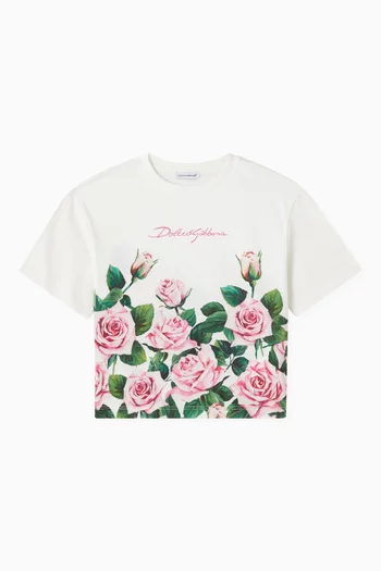 Floral-print Crop T-shirt in Cotton