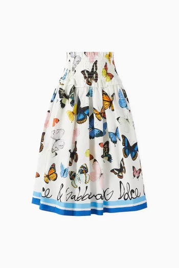 Butterfly Midi Skirt  in Cotton-poplin