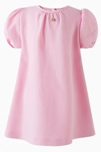 Puff-sleeved Dress in Crepe