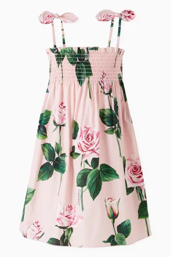 Rose-print Midi Dress in Cotton