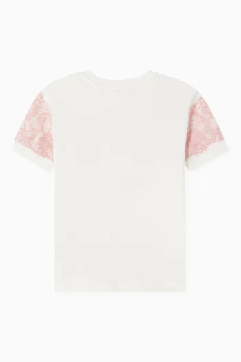 Lace-insert T-shirt in Cotton