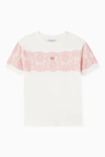 Lace-insert T-shirt in Cotton