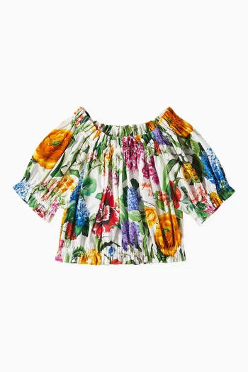 Boat Neck Blouse in Cotton