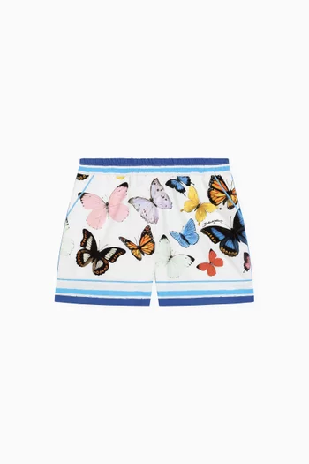 Butterfly Logo-print Shorts in Cotton-poplin