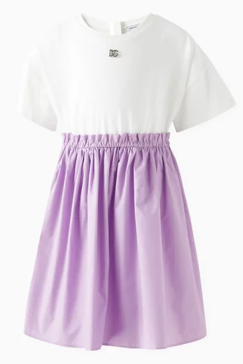 Colour-block Dress in Stretch-cotton