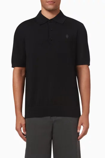 Logo Polo Shirt in Wool Jersey