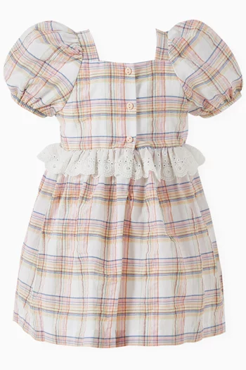 Check Flared Dress in Cotton-blend