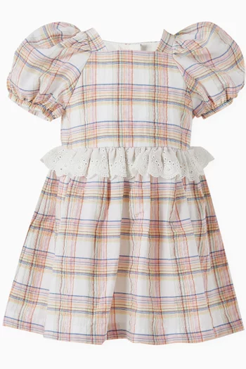 Check Flared Dress in Cotton-blend