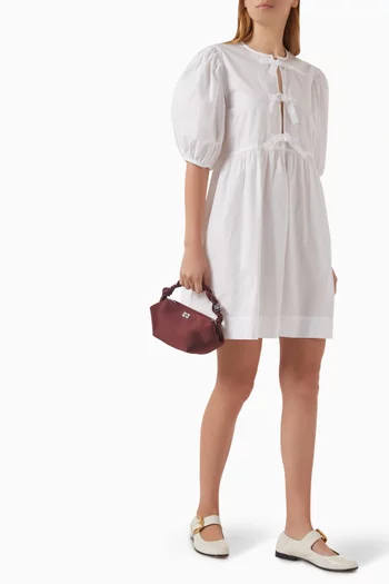 Tie String Mini Dress in Cotton-poplin