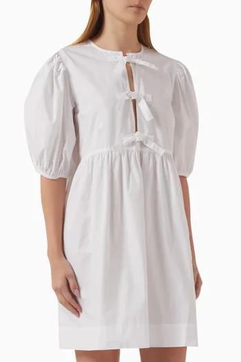 Tie String Mini Dress in Cotton-poplin