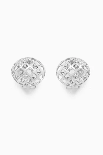 Openwork Diamond Stud Earrings in 18kt White Gold