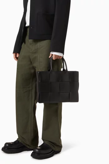 Small Arco Tote Bag in Intreccio Leather
