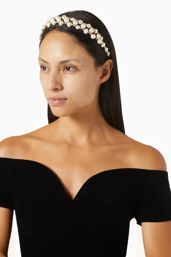 Gabrielle Pearl Headband in 24kt Gold-plated Brass
