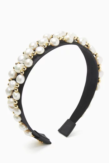 Gabrielle Pearl Headband in 24kt Gold-plated Brass