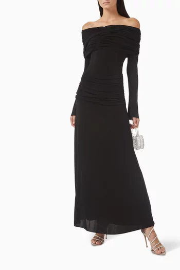 Mia Draped Off-shoulder Dress in Single-jersey