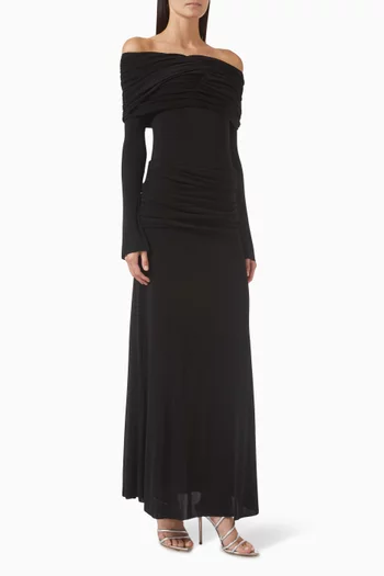 Mia Draped Off-shoulder Dress in Single-jersey