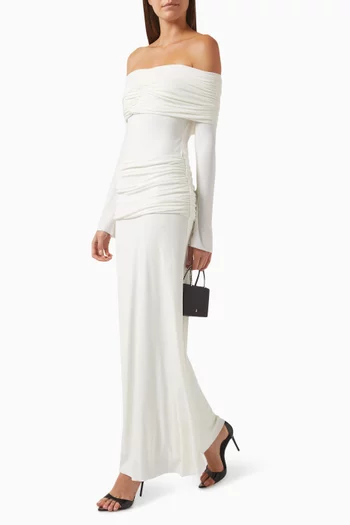 Mia Draped Off-shoulder Dress in Single-jersey