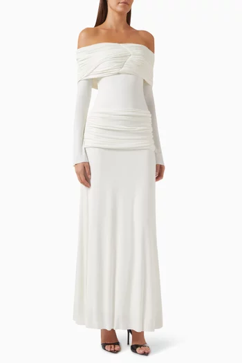 Mia Draped Off-shoulder Dress in Single-jersey