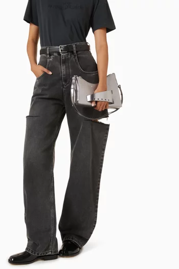 Small Snatched Hobo Shoulder Bag in Metallic Leather