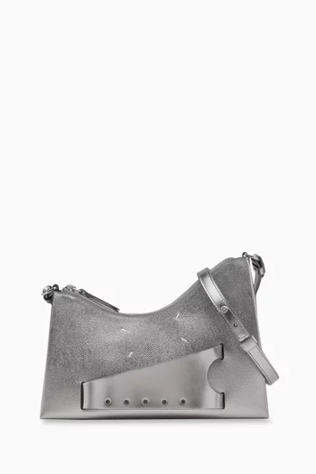 Small Snatched Hobo Shoulder Bag in Metallic Leather