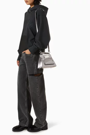 Small Snatched Top-handle Bag in Metallic Calf Leather
