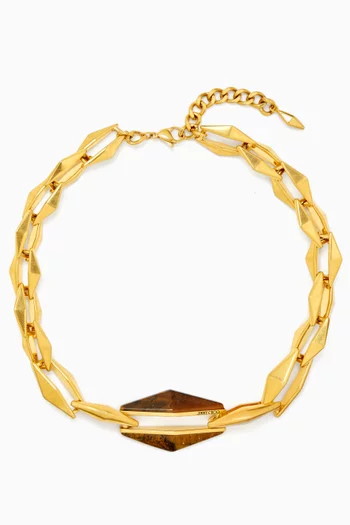 Diamond Link Necklace in Gold-tone Metal