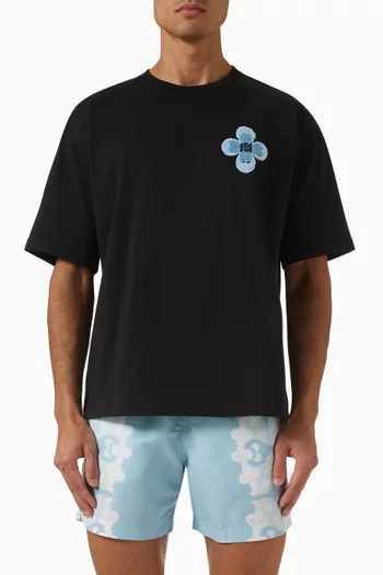 Floral Boucle Embroidered T-shirt in Cotton