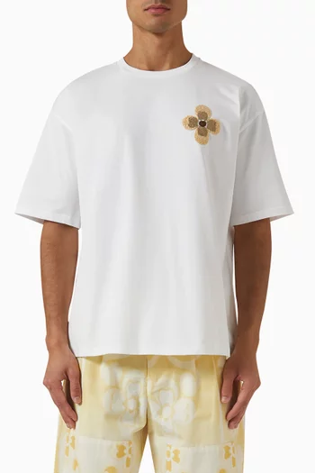 Floral Boucle Embroidered T-shirt in Cotton