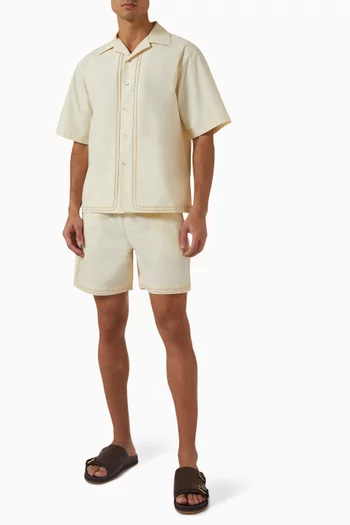 Braided Camp Collar Shirt in Cotton