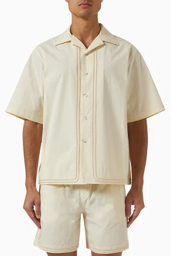 Braided Camp Collar Shirt in Cotton