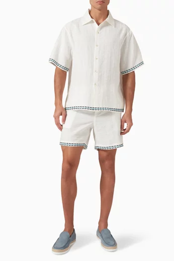 Frequency Embroidered Shirt in Linen-blend