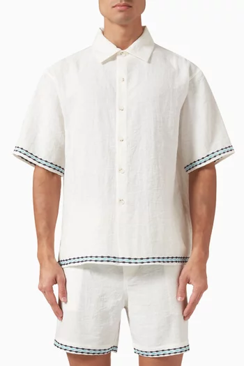 Frequency Embroidered Shirt in Linen-blend