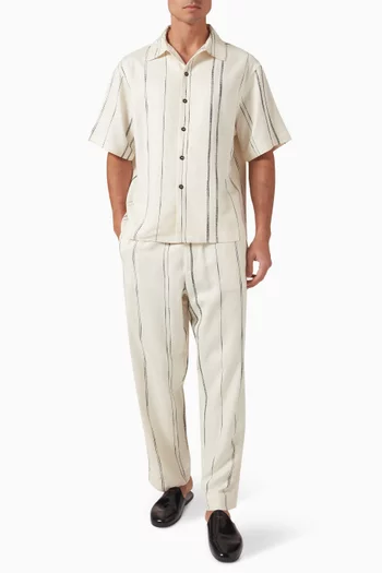 Woven Stripe Shirt in Linen-blend