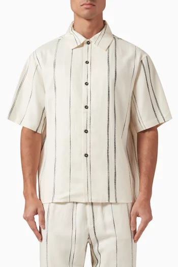 Woven Stripe Shirt in Linen-blend