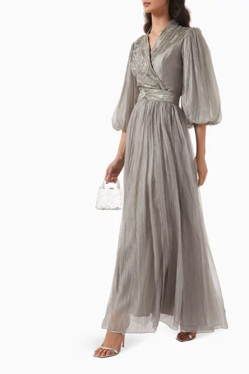 Sequin-embellished Belted Gown