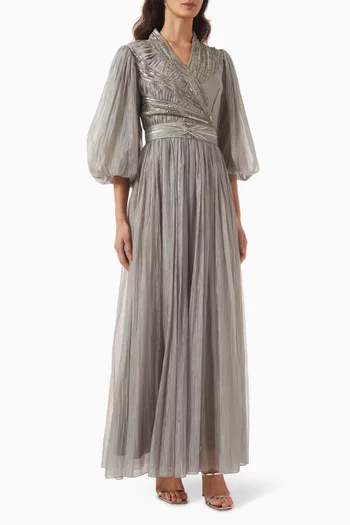 Sequin-embellished Belted Gown
