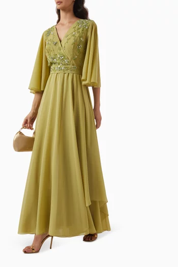 Embellished Belted Gown