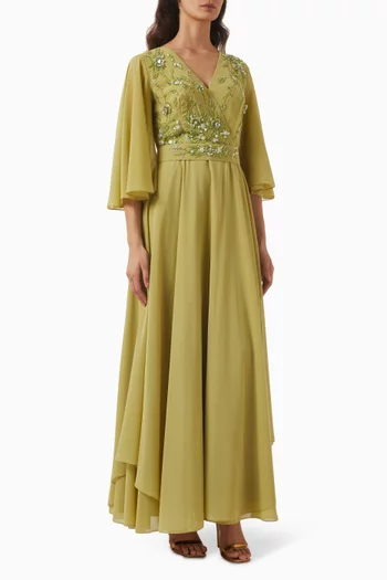 Embellished Belted Gown