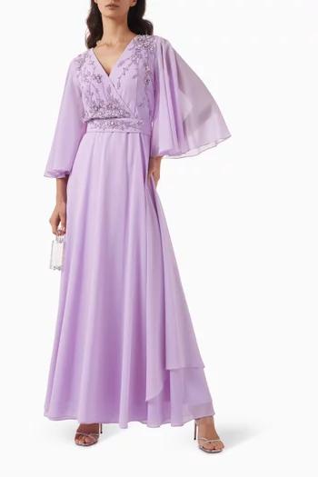 Embellished Belted Gown