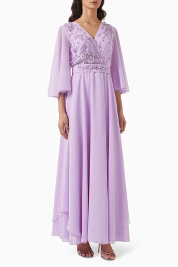 Embellished Belted Gown