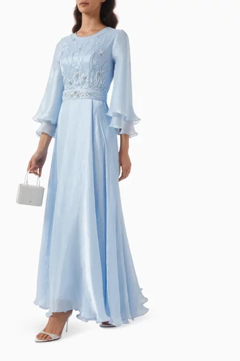 Embellished Belted Gown