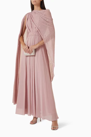 Embellished Draped Gown
