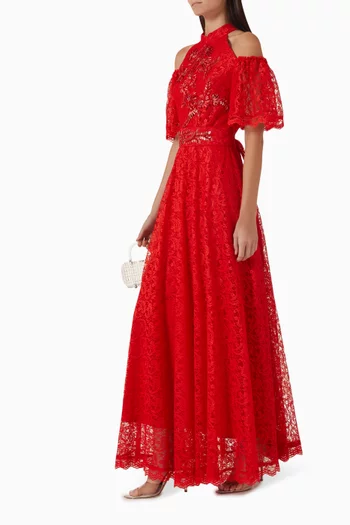 Embellished Belted Maxi Dress