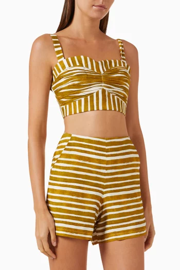 Olivia Striped Bustier Top in Linen