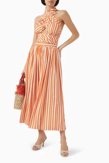 Raya Striped Midi Skirt