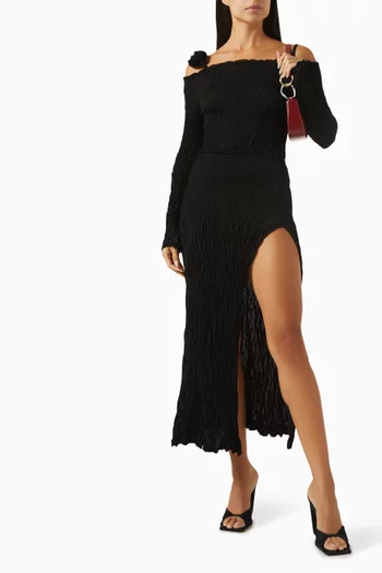 Off-shoulder Knit Midi Dress